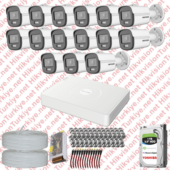 Hikvision Colorvu Gece Renkli 15 Kameralı Set 1TB Hdd